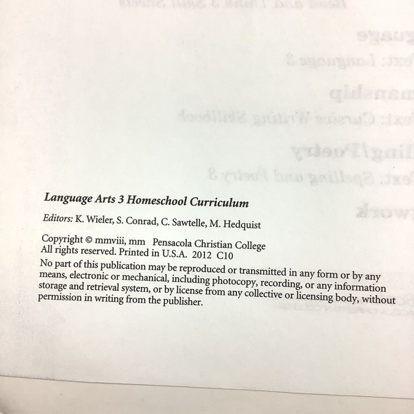 Abeka  3rd Grade Homeschool Language Arts 3 Lesson Plans Spiral Bound Book Manua - Picture 4 of 13